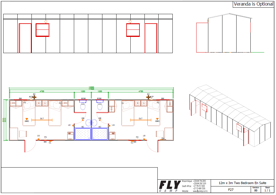 F27a 12m x 3m Four bed en suite