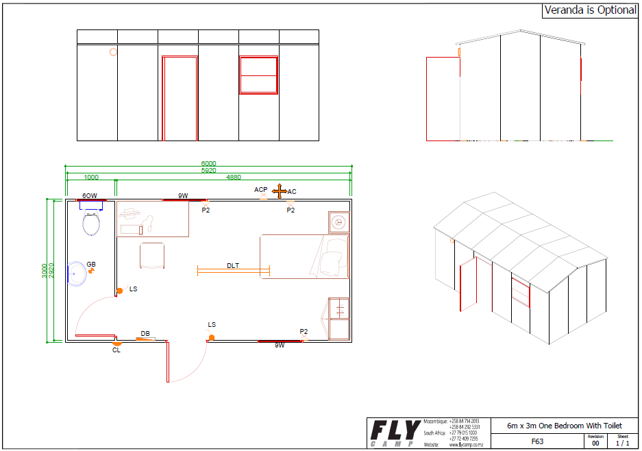 F63 6m x 3m Single Bedroom