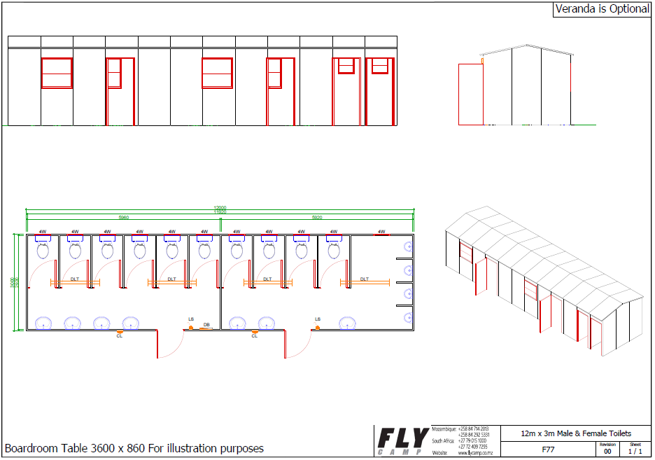 F77 12m x 3m Male Female Toilets