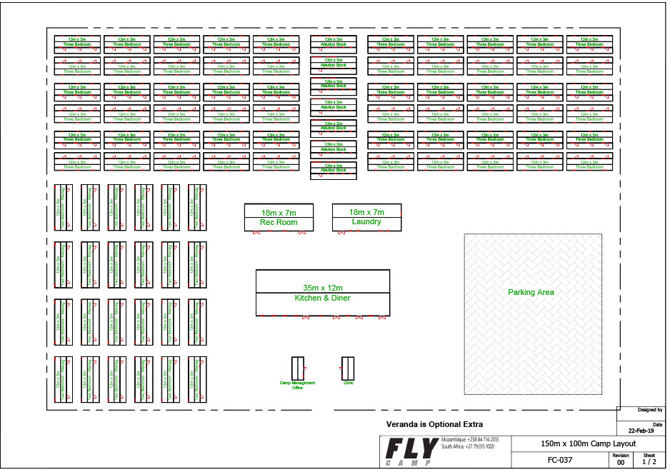 037 Flycamp 400 Man Camp Site Layout 150m x 100m