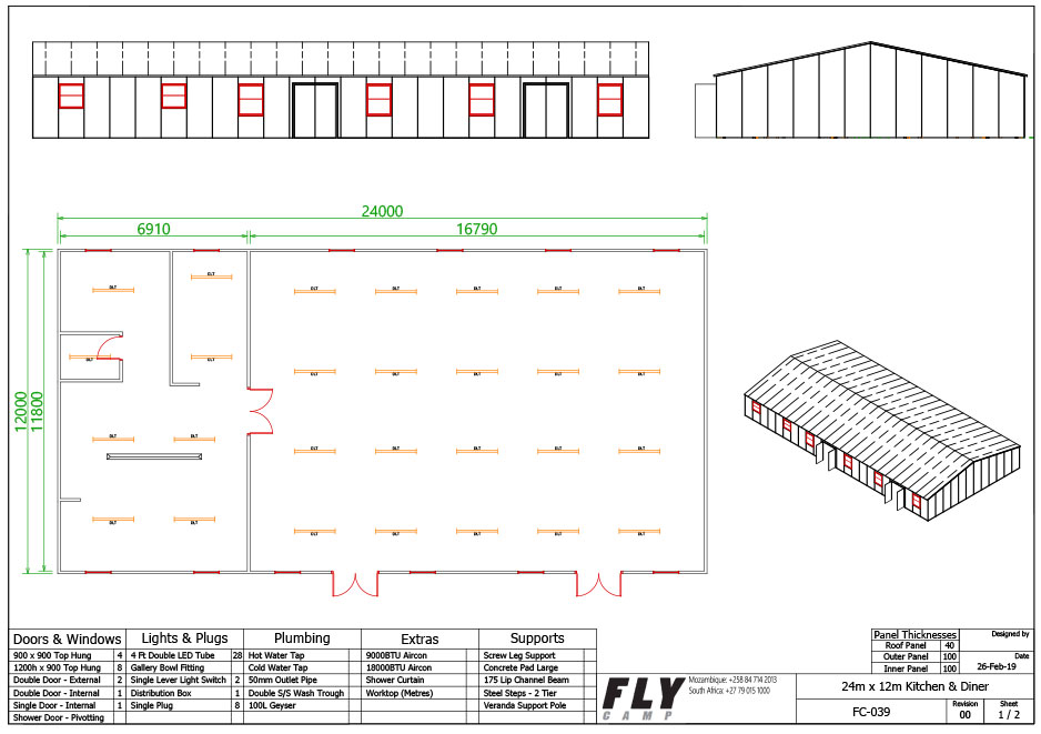 039 Flycamp 24m x 12m Kitchen Dining 100 Seats