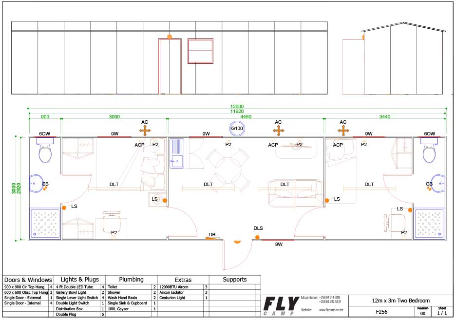 F256 12m x 3m Two Bedroom Lounge