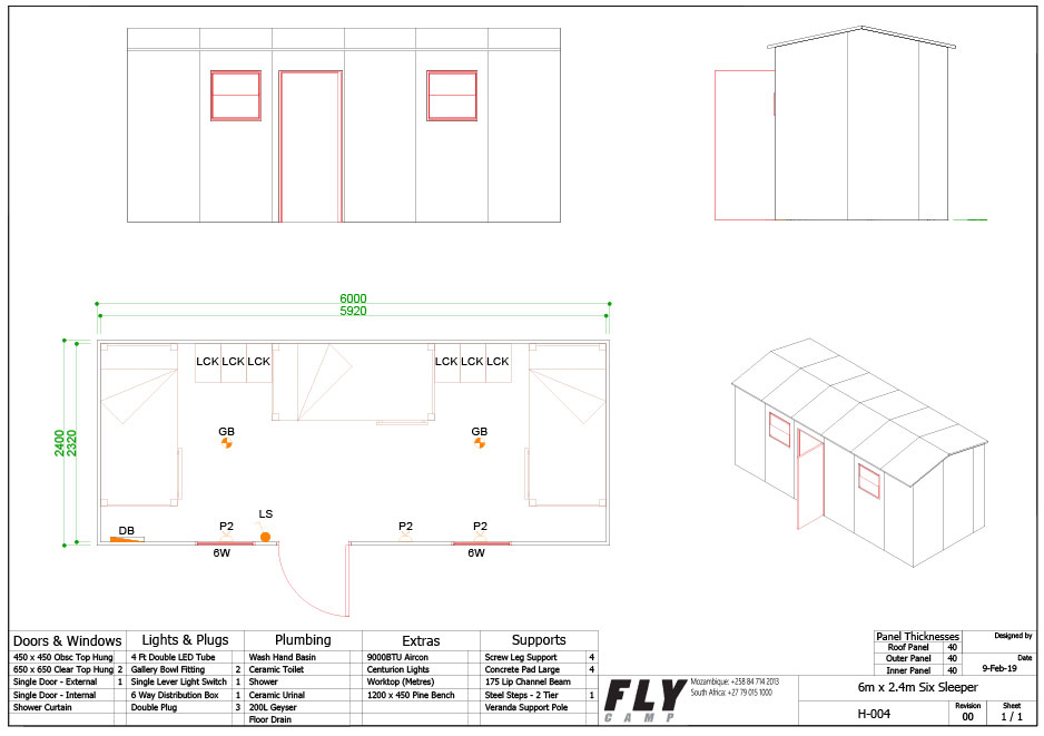H 004 Flycamp 6m x 2.4m Six Sleeper