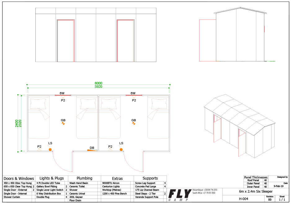 H 005 Flycamp 6m x 2.4m Four Sleeper