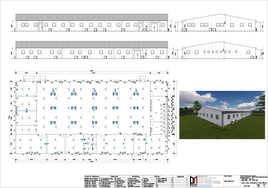 Office 42m x 20m Contractor Temp Office